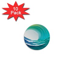 Tsunami Tidal Wave Wave Minimalist Ocean Sea 1  Mini Buttons (10 Pack)  by Ravend