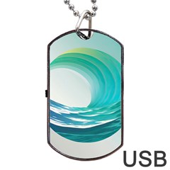 Tsunami Tidal Wave Wave Minimalist Ocean Sea Dog Tag Usb Flash (two Sides)