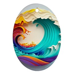 Tsunami Tidal Wave Waves Minimalist Ocean Sea Ornament (oval)