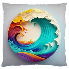 Tsunami Tidal Wave Waves Minimalist Ocean Sea Large Premium Plush Fleece Cushion Case (two Sides)