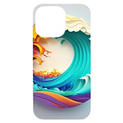 Tsunami Tidal Wave Waves Minimalist Ocean Sea Iphone 14 Pro Max Black Uv Print Case by Ravend