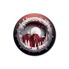 Christmas Wreath Winter Festive Season Nature Rubber Round Coaster (4 Pack)