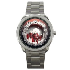 Christmas Wreath Winter Festive Season Nature Sport Metal Watch by Ravend