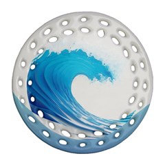 Wave Tsunami Tidal Wave Ocean Sea Water Round Filigree Ornament (two Sides) by Ravend