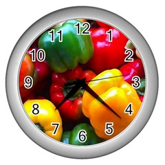Colorful Capsicum Wall Clock (silver)