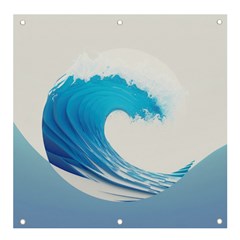 Wave Tsunami Tidal Wave Ocean Sea Water Banner And Sign 4  X 4  by Ravend