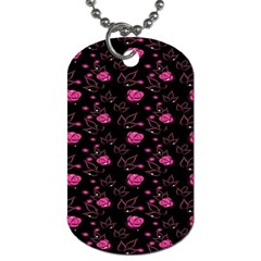 Pink Glowing Flowers Dog Tag (two Sides)