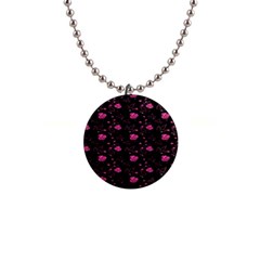 Pink Glowing Flowers 1  Button Necklace by Sparkle