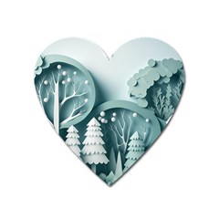 Background Christmas Winter Holiday Background Heart Magnet by Ravend