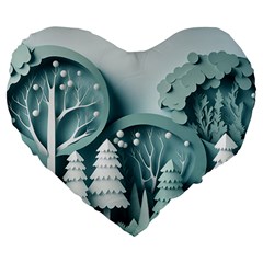 Background Christmas Winter Holiday Background Large 19  Premium Heart Shape Cushions