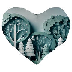 Background Christmas Winter Holiday Background Large 19  Premium Flano Heart Shape Cushions