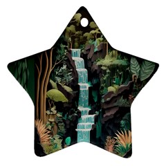 Jungle Tropical Trees Waterfall Plants Papercraft Ornament (star)