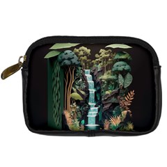 Jungle Tropical Trees Waterfall Plants Papercraft Digital Camera Leather Case by Ravend