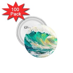 Waves Ocean Sea Tsunami Nautical Painting 1 75  Buttons (100 Pack) 