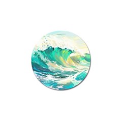 Waves Ocean Sea Tsunami Nautical Painting Golf Ball Marker by Ravend