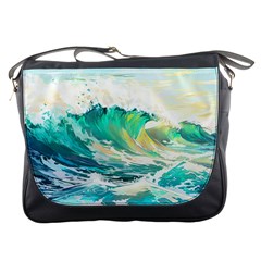 Waves Ocean Sea Tsunami Nautical Painting Messenger Bag by Ravend