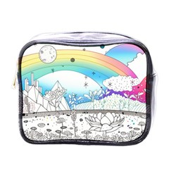 Rainbow Fun Cute Minimal Doodle Drawing Mini Toiletries Bag (one Side) by Ravend