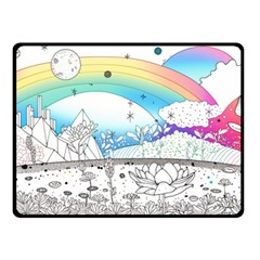 Rainbow Fun Cute Minimal Doodle Drawing Two Sides Fleece Blanket (small)