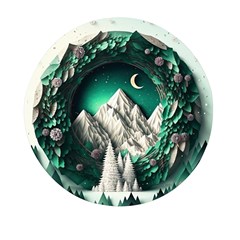 Christmas Wreath Winter Mountains Snow Stars Moon Mini Round Pill Box (pack Of 5) by Ravend