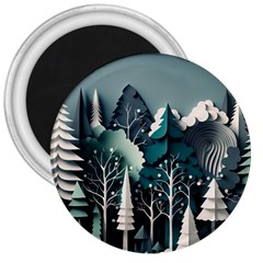 Forest Papercraft Trees Background 3  Magnets by Ravend