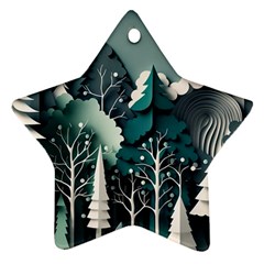 Forest Papercraft Trees Background Ornament (star)