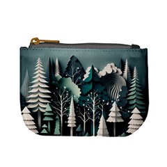 Forest Papercraft Trees Background Mini Coin Purse by Ravend