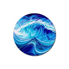 Tsunami Waves Ocean Sea Nautical Nature Water Rubber Coaster (round)