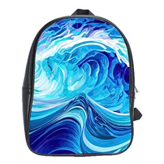 Tsunami Waves Ocean Sea Nautical Nature Water School Bag (xl)