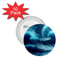 Moonlight High Tide Storm Tsunami Waves Ocean Sea 1 75  Buttons (10 Pack) by Ravend