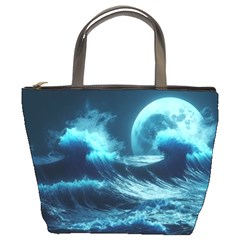 Moonlight High Tide Storm Tsunami Waves Ocean Sea Bucket Bag