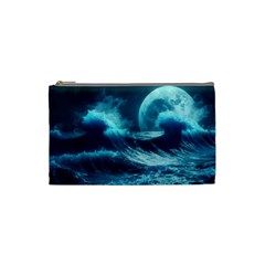 Moonlight High Tide Storm Tsunami Waves Ocean Sea Cosmetic Bag (small)