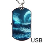 Moonlight High Tide Storm Tsunami Waves Ocean Sea Dog Tag USB Flash (Two Sides) Front