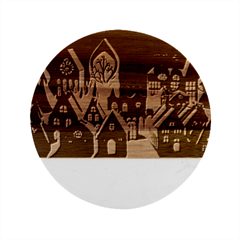 Gingerbread House Gingerbread Christmas Xmas Winter Marble Wood Coaster (round) by Ravend