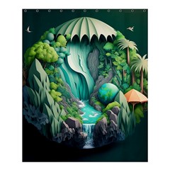 Waterfall Jungle Nature Paper Craft Trees Tropical Shower Curtain 60  X 72  (medium)  by Ravend