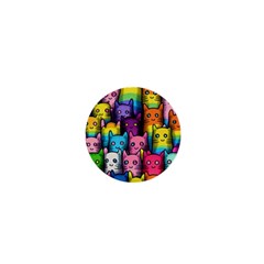 Cats Rainbow Pattern Colorful Feline Pets 1  Mini Magnets by Ravend