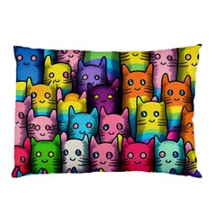 Cats Rainbow Pattern Colorful Feline Pets Pillow Case (two Sides)