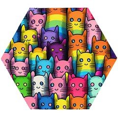 Cats Rainbow Pattern Colorful Feline Pets Wooden Puzzle Hexagon by Ravend