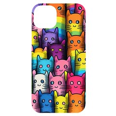 Cats Rainbow Pattern Colorful Feline Pets Iphone 14 Plus Black Uv Print Case by Ravend