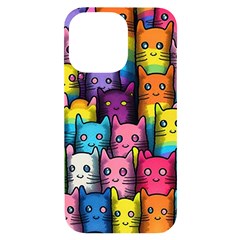 Cats Rainbow Pattern Colorful Feline Pets Iphone 14 Pro Max Black Uv Print Case by Ravend