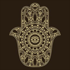 Hamsa-hand-drawn-symbol-with-flower-decorative-pattern Play Mat (square) by Salman4z