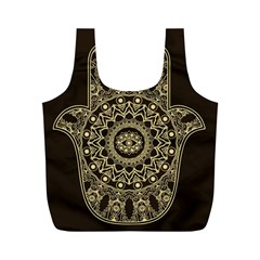 Hamsa-hand-drawn-symbol-with-flower-decorative-pattern Full Print Recycle Bag (m) by Salman4z