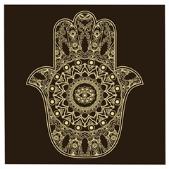 Hamsa-hand-drawn-symbol-with-flower-decorative-pattern Wooden Puzzle Square by Salman4z