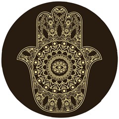 Hamsa-hand-drawn-symbol-with-flower-decorative-pattern Wooden Puzzle Round by Salman4z