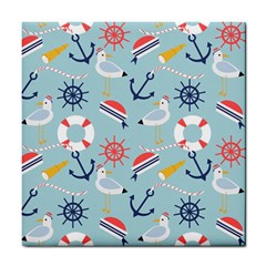 Nautical-marine-symbols-seamless-pattern Tile Coaster