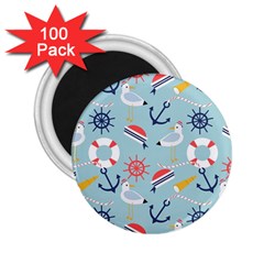 Nautical-marine-symbols-seamless-pattern 2.25  Magnets (100 pack) 