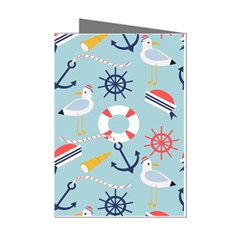 Nautical-marine-symbols-seamless-pattern Mini Greeting Cards (Pkg of 8)