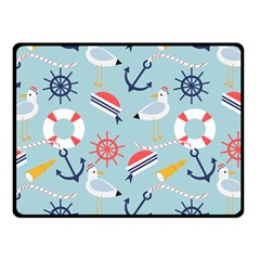 Nautical-marine-symbols-seamless-pattern Fleece Blanket (Small)