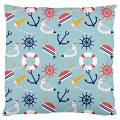 Nautical-marine-symbols-seamless-pattern Standard Premium Plush Fleece Cushion Case (one Side)