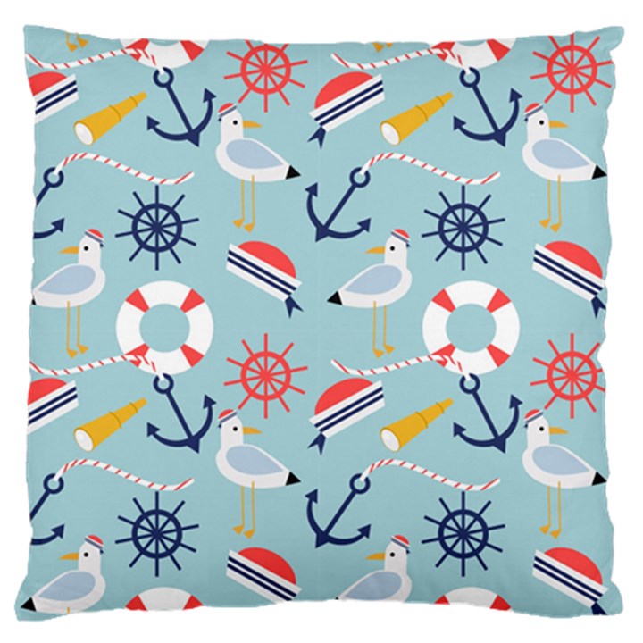 Nautical-marine-symbols-seamless-pattern Standard Premium Plush Fleece Cushion Case (One Side)