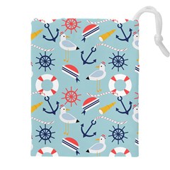 Nautical-marine-symbols-seamless-pattern Drawstring Pouch (5XL)